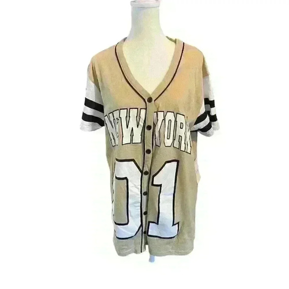 NWT On Fire Women's Button Up Shirt Size 2X NEW YORK 01 Short Sleeve - Picture 2 of 6